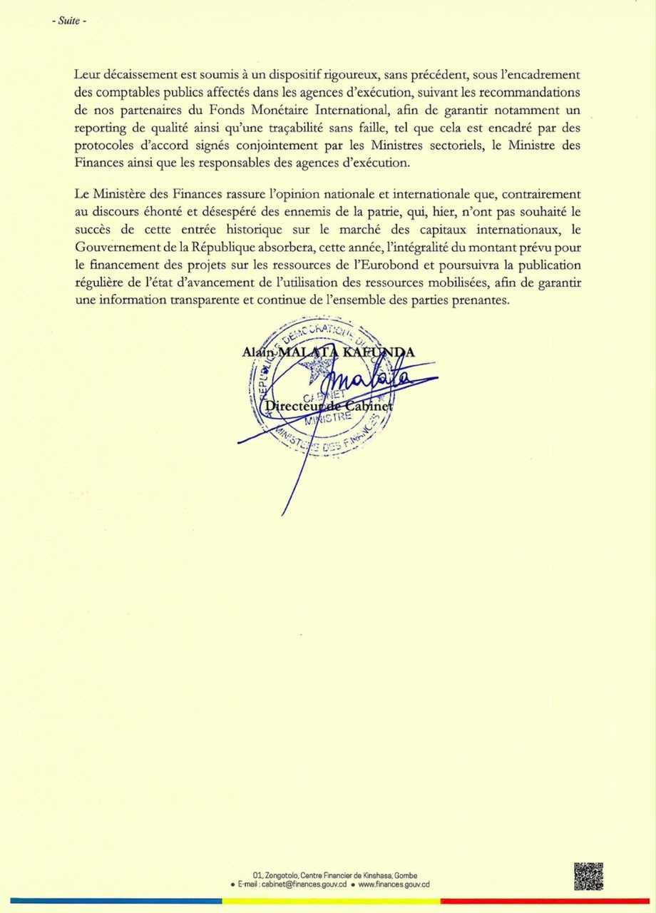 Communiqué officiel du Ministère des Finances — page 2
